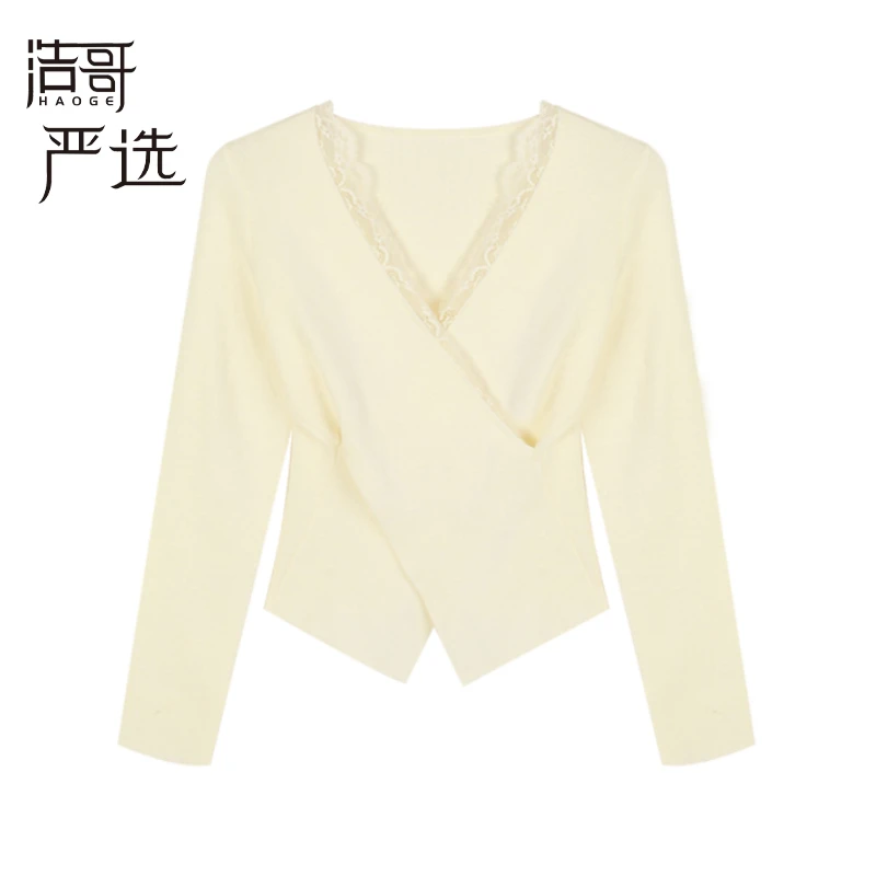 K小姐【白露为霜】秋冬时尚百搭修身秋冬针织衫v领预Q4ZZS8198A