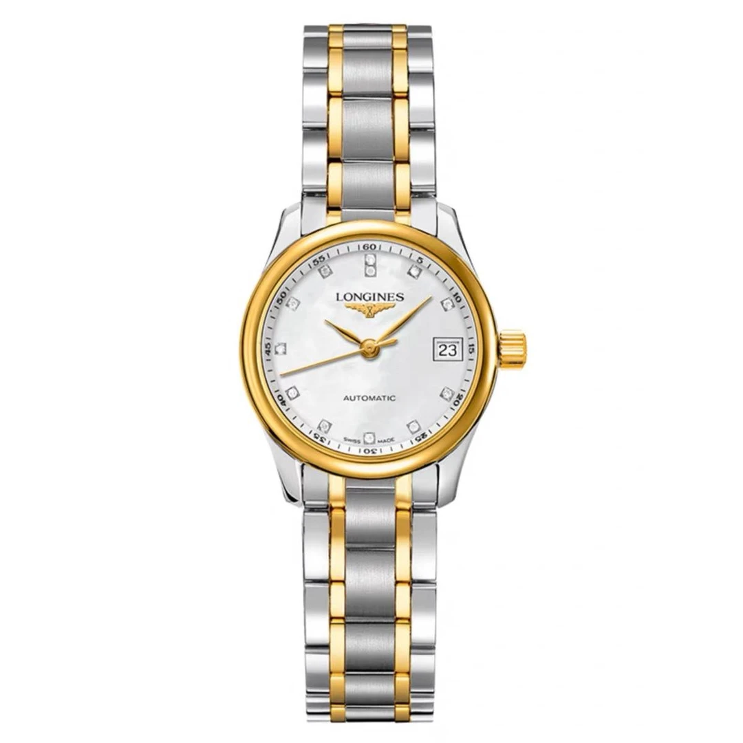 99新 Longines/浪琴 名匠128/机械/间金贝母钻刻/表径25.5mm/女士