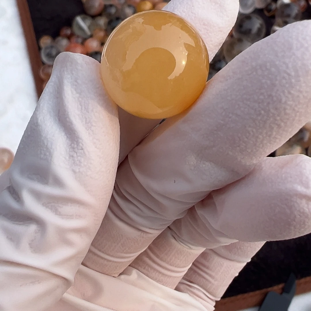 水晶黄兔毛16.9mm打孔定制不退换未镶嵌中**宝