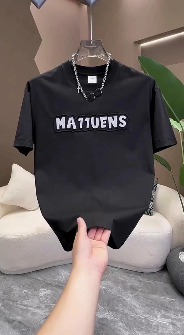 夏季新款薄款潮流钢印字母T恤男士圆领半袖时尚休闲简约短袖潮ins