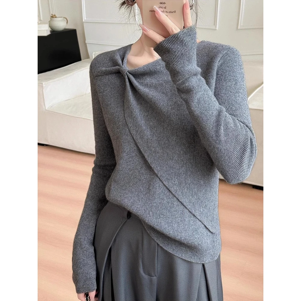 巨舒服！巨喜欢这件！格雷系复古温柔软糯宽松慵懒针织衫毛衣女秋冬