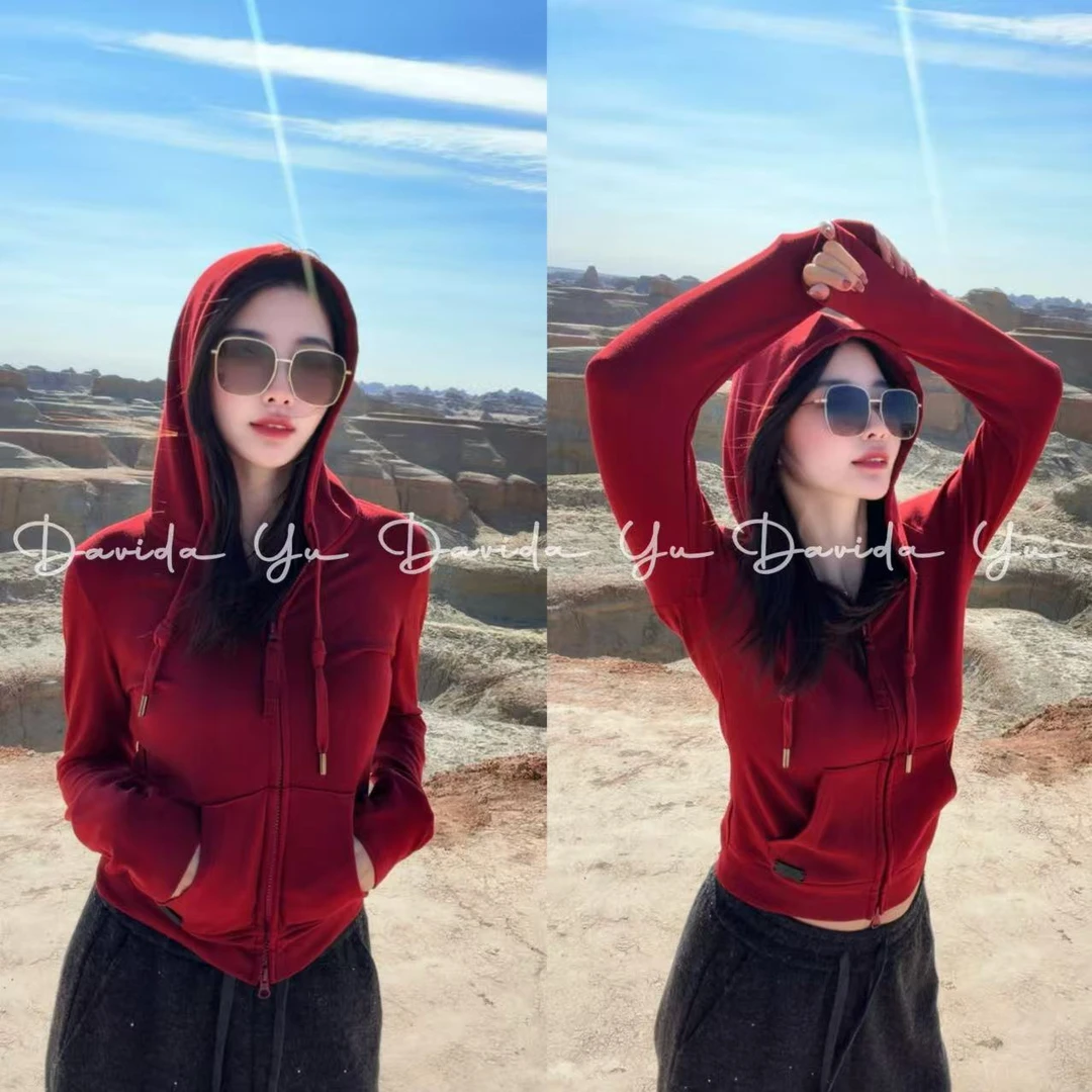 Davida Yu【小红帽】磨毛连帽打底帽衫显瘦百搭长袖外套女 CYC0639