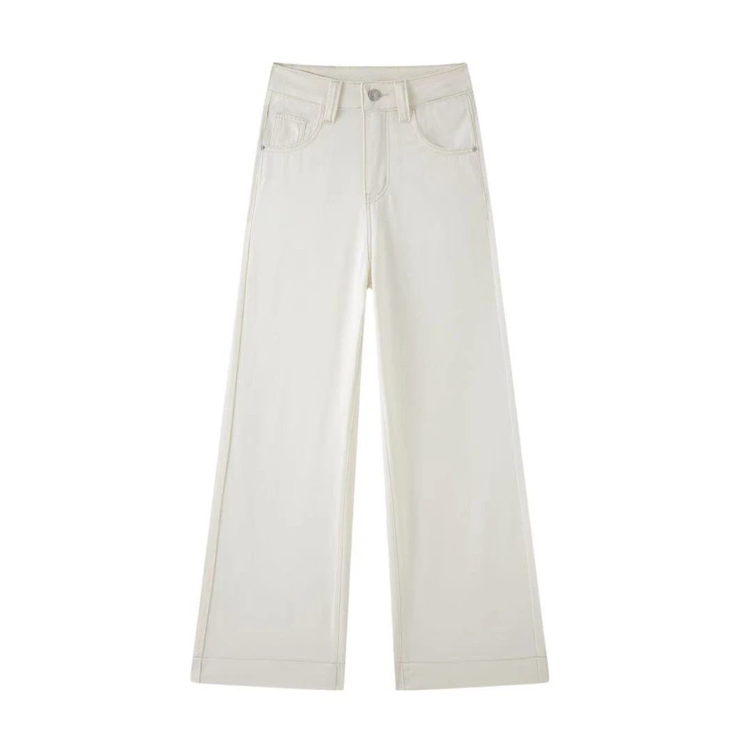 【Z021】夏季薄款莱赛尔凉感奶杏色阔腿阔腿裤牛仔裤