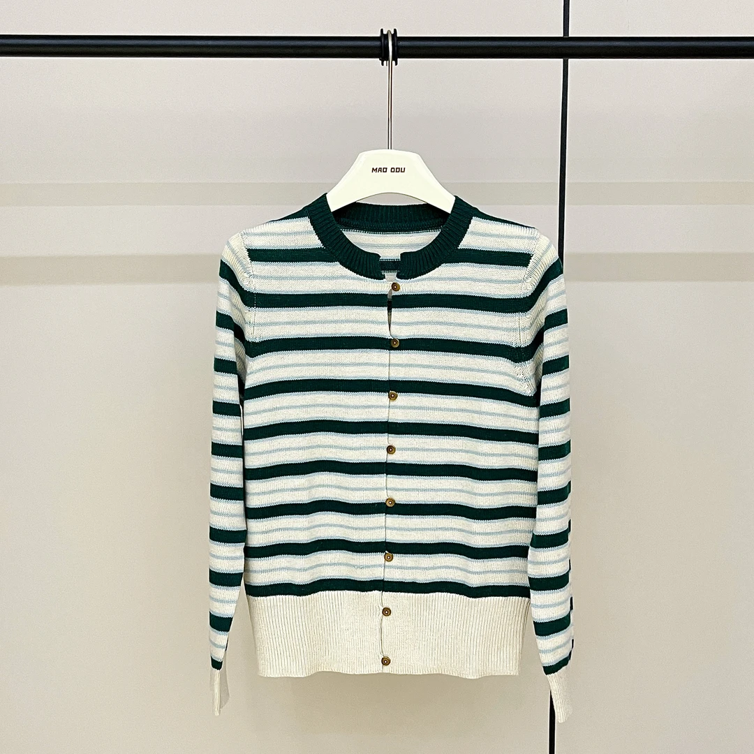 【YIHAN】5535  长袖时尚百搭条纹针织衫