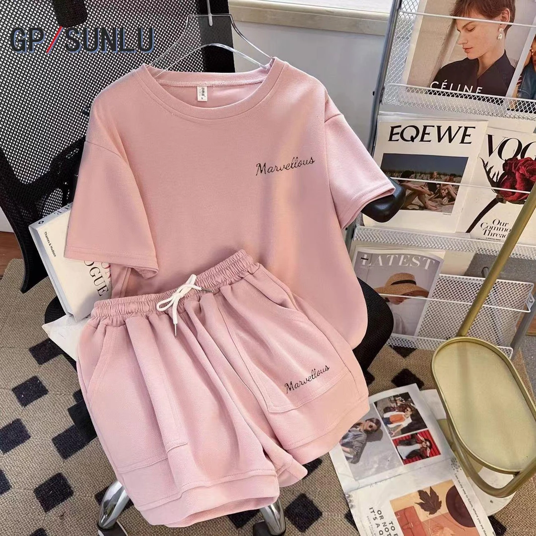 日本小众GP夏天棉质睡衣女可外穿大码短袖简约学生套装夏季薄款休