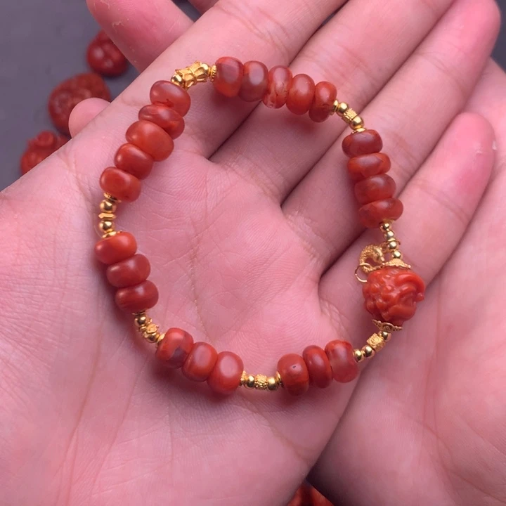 【闪购商品】银S925镀金镶嵌配饰南红玛瑙