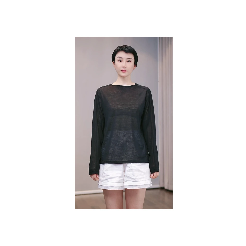 『100初剪羊毛』新款.长袖T恤女士舒适百搭打底上衣AU1801