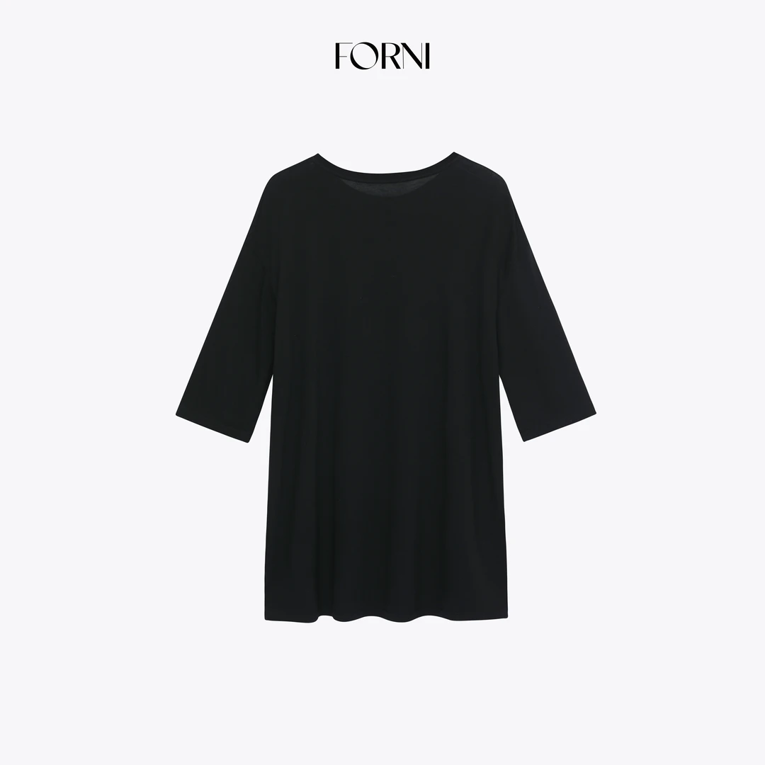 FORNI Top本命t 松弛主义兰精天丝羊毛宽松七分袖圆领T恤