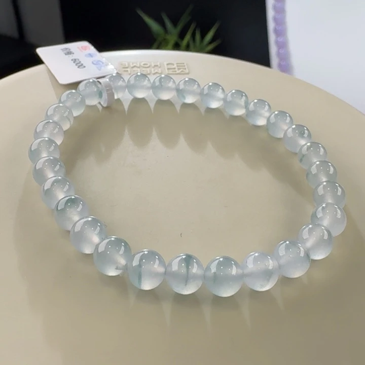 翡翠手链未镶嵌冰蓝飘花单圈
