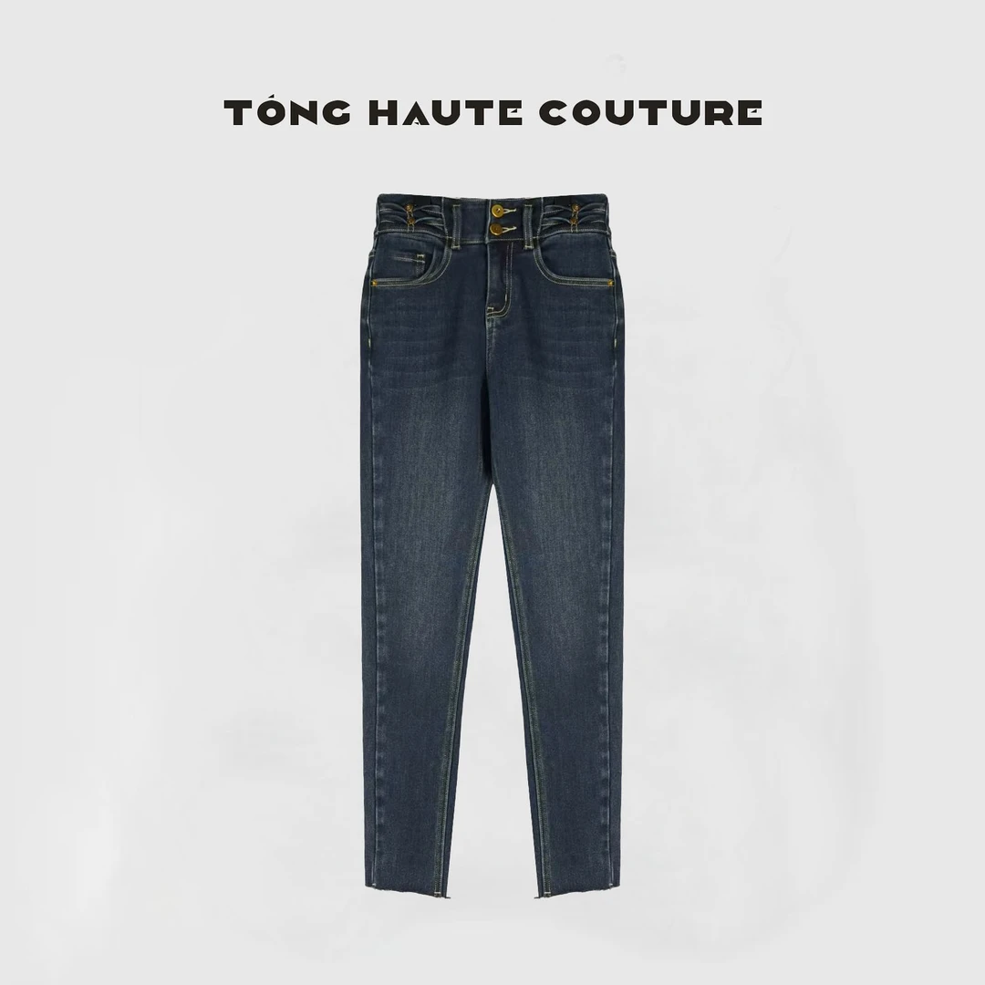 【薄雾】冬季新款高腰设计师款百搭时尚磨毛加绒牛仔裤 YK141