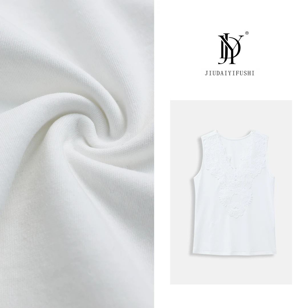 玖黛衣【随性搭】气质休闲百搭轻奢无袖蕾丝上衣 TXJ39020