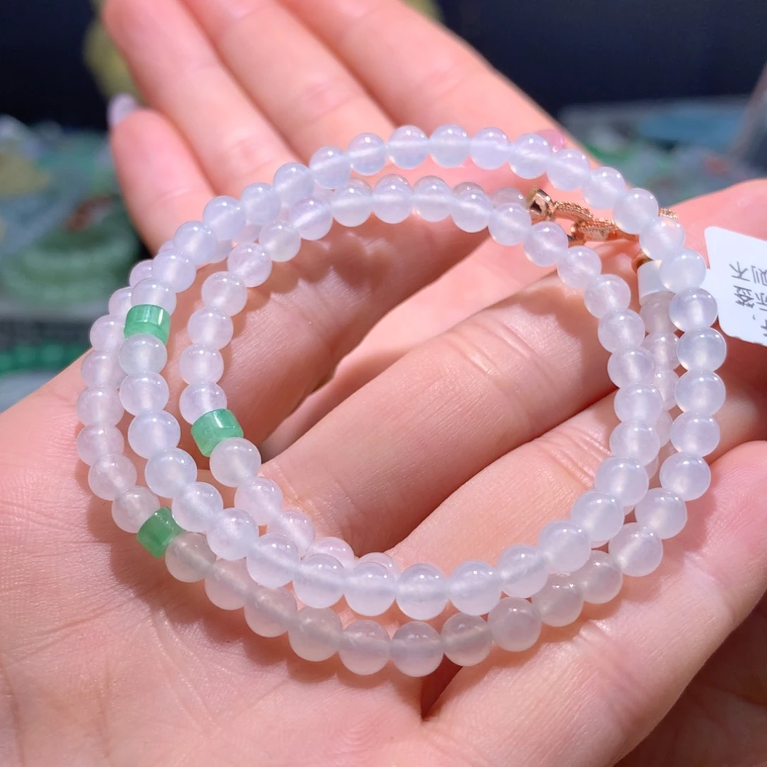 翡翠颈饰未镶嵌冰胶白月光项链卡4.8m m