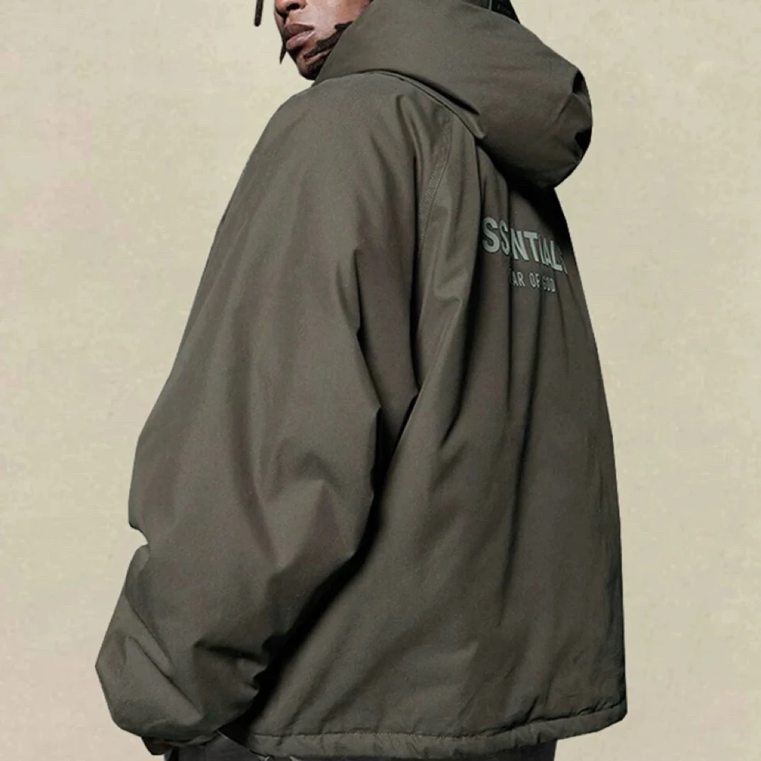 【拍棉服赠短袖】第八季ss23纯色logo拉链连帽休闲情侣重磅棉服棉服