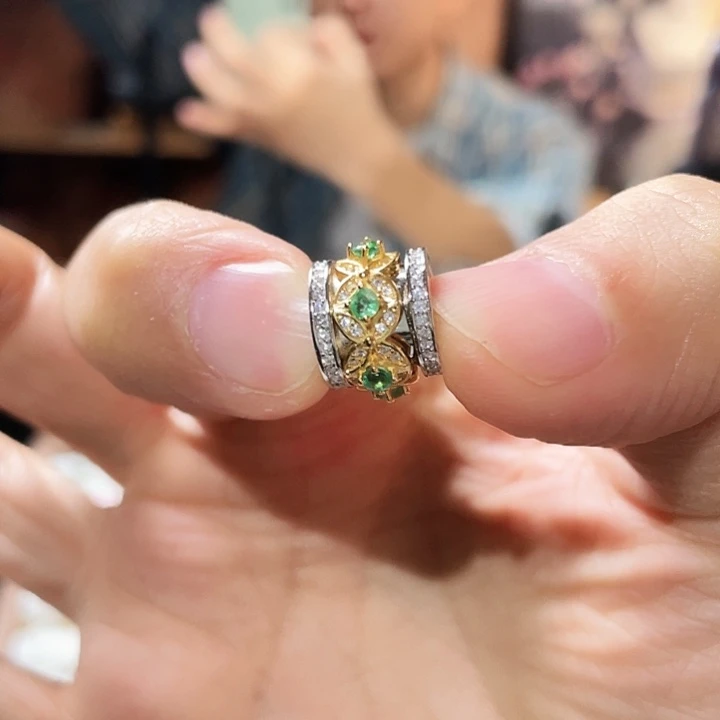 祖母绿吊坠(不含链)银S925镶嵌路路通转运珠