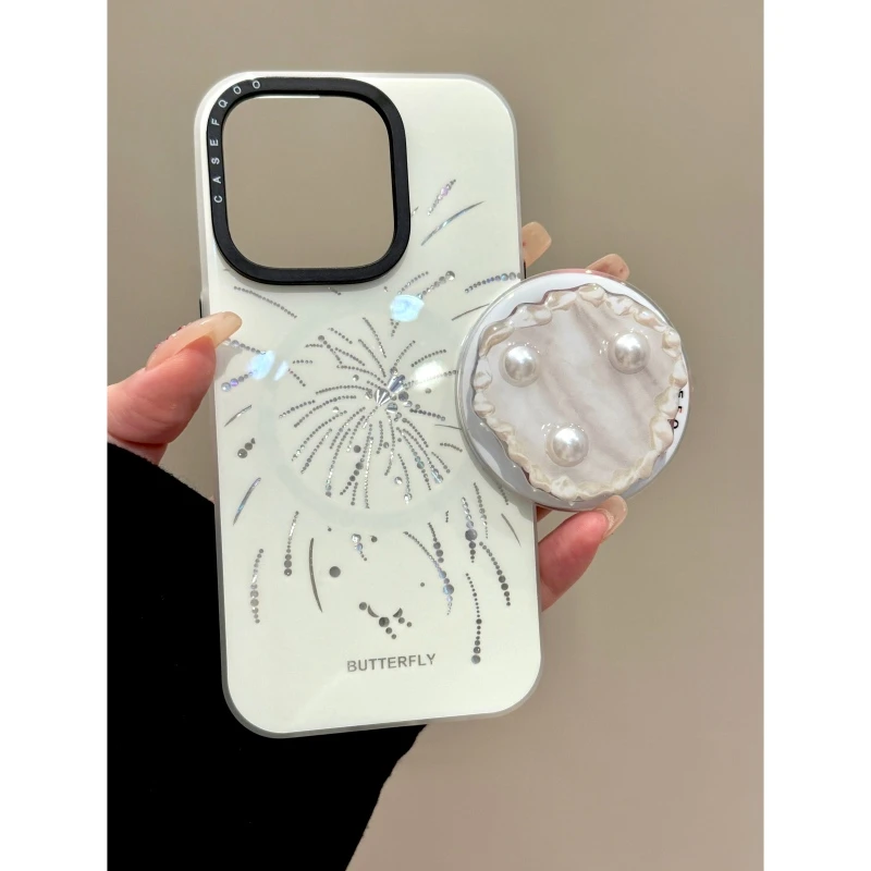 适用苹果iphone16proma贝壳烟花15pro磁吸支架14pro个性13手机壳