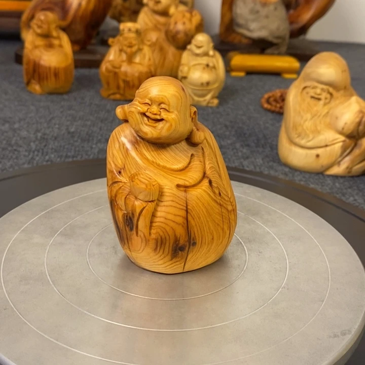 柏木（崖柏）崖柏弥勒佛手把件小摆件