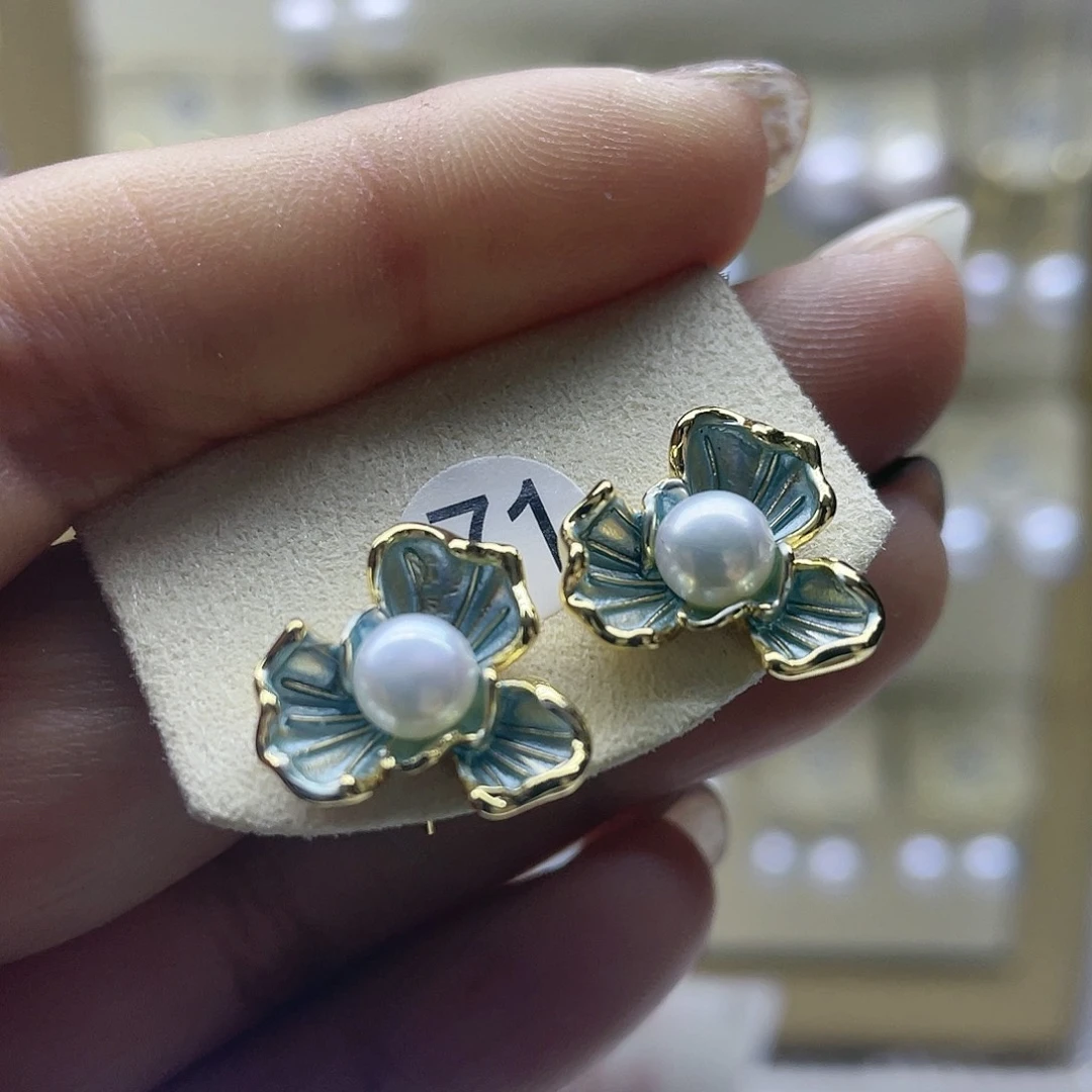 淡水珍珠耳饰银S925镶嵌