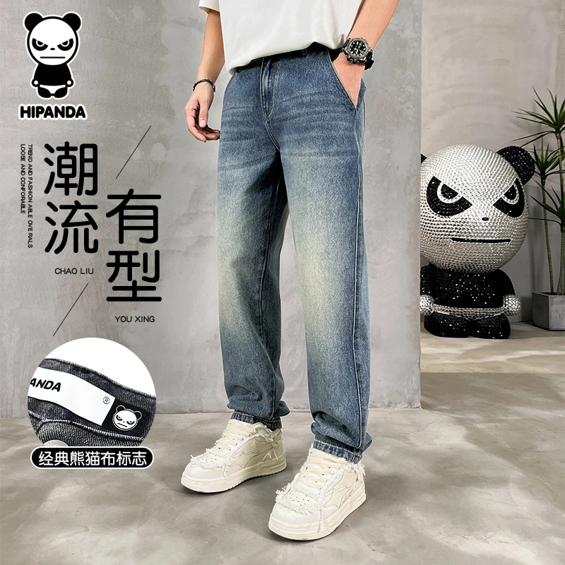 “你好熊猫”HiPanda春秋季男长裤水洗牛仔裤经典休闲裤男士男装
