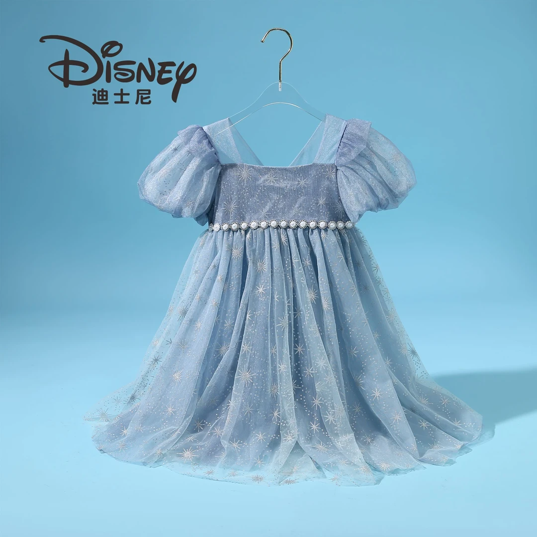 【W】Disney/迪士尼爱莎公主女童洋气短袖淑女公主连衣裙24X018