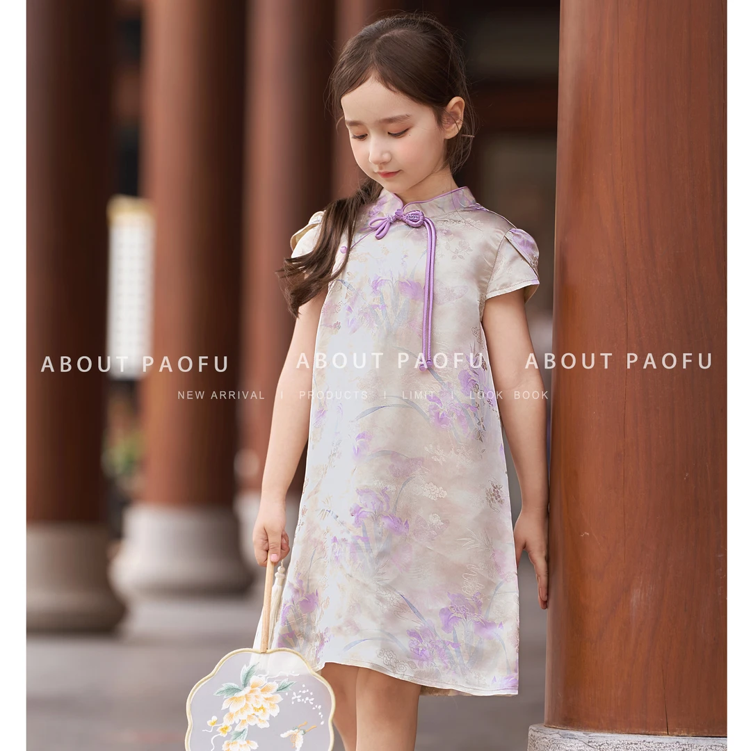 【紫韵】泡芙定制 夏季100木薯丝25姆米花罗新中式旗袍裙 DY1250463
