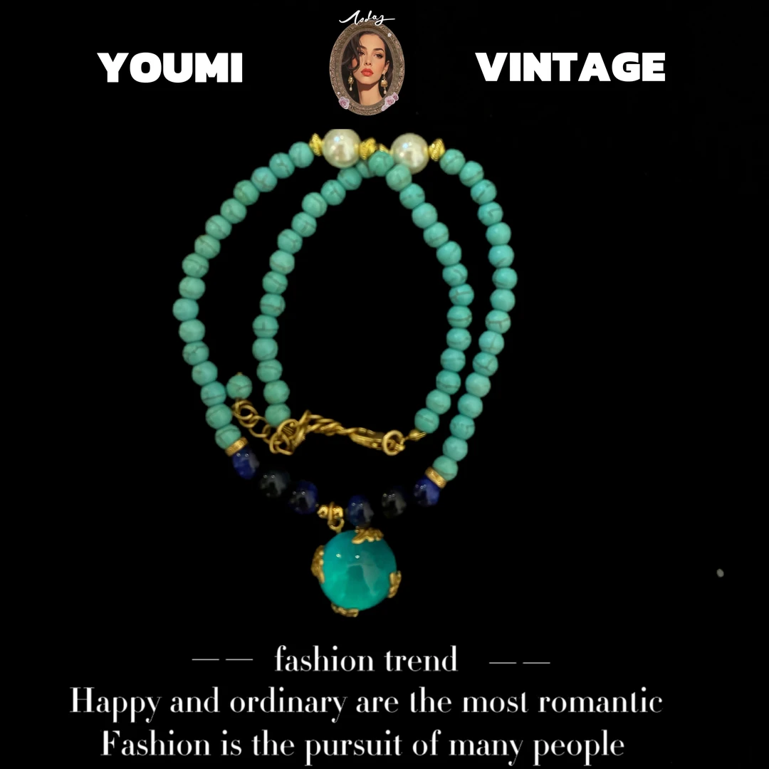 非金属棉绳项链 【青璃项链】 手工气质蓝色轻奢时尚复古小众31057