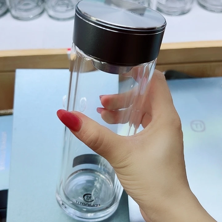 象迪品牌双层玻璃杯钛杯T1-360