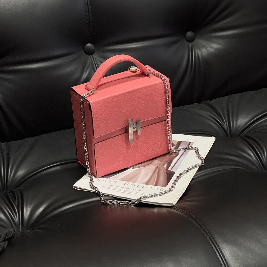 99新 Hermes/爱马仕 Hermes Cinhetic Bag 秀款盒子包 唇膏粉