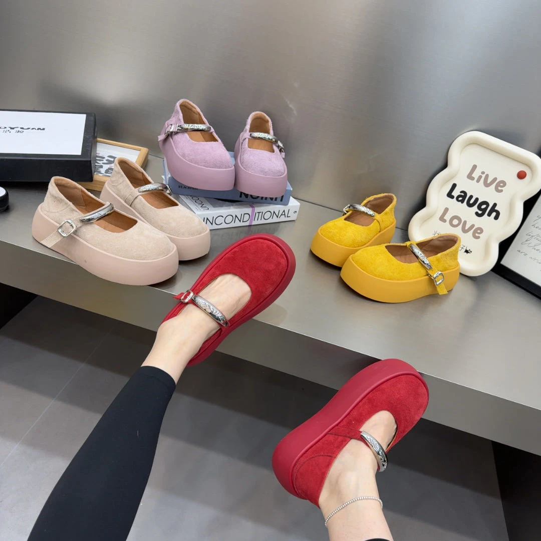 浩1030-8两穿款厚底玛丽珍鞋女复古一字带小皮鞋时尚浅口单鞋