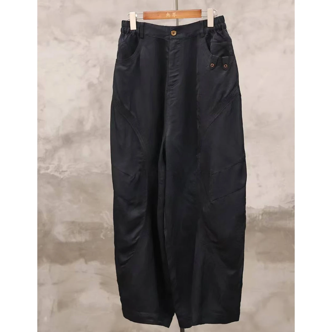 还朴堂原创高品质丝提花宽松休闲长裤