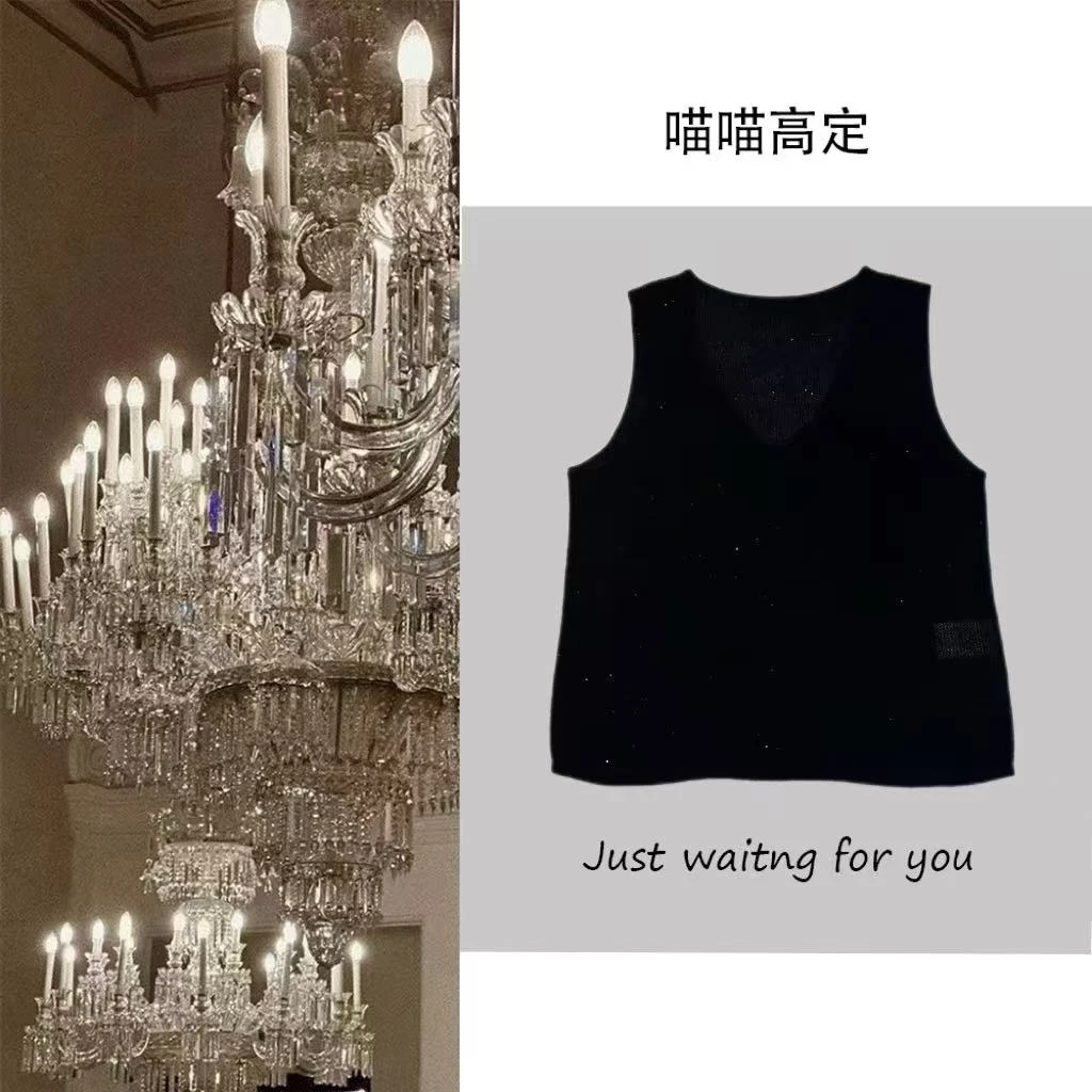 喵喵家   【百搭背心】早春气质时尚羊毛针织修身女V领背心