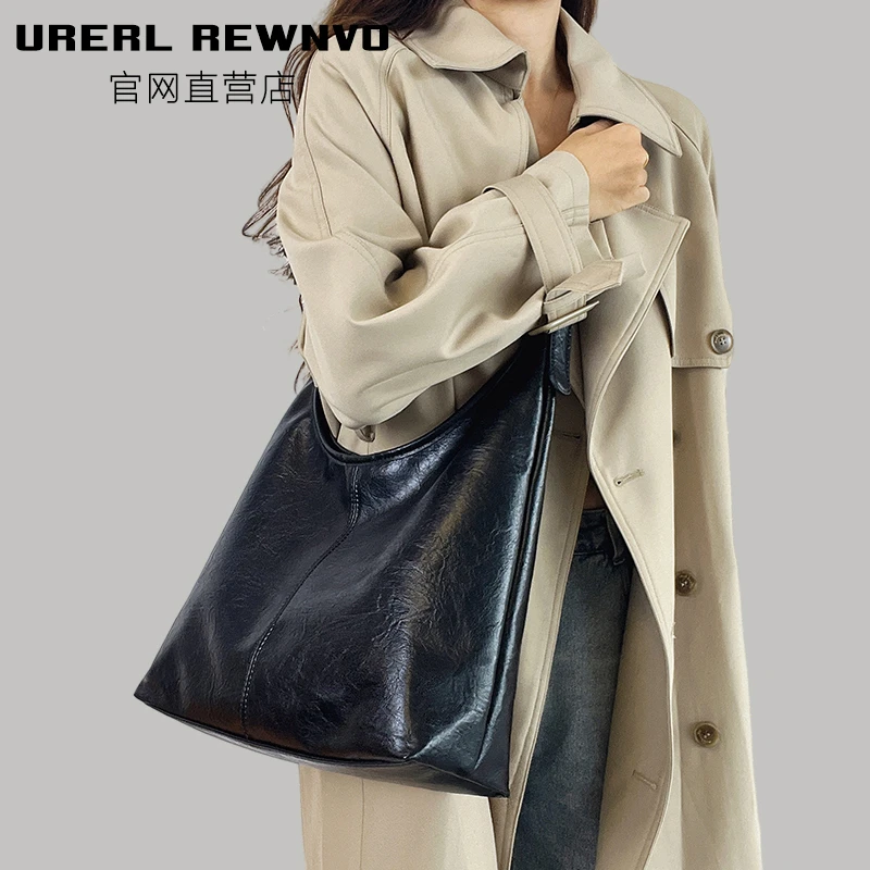 URERL REWNVO软皮托特包女2025新款通勤大容量斜挎大包通勤大挎包