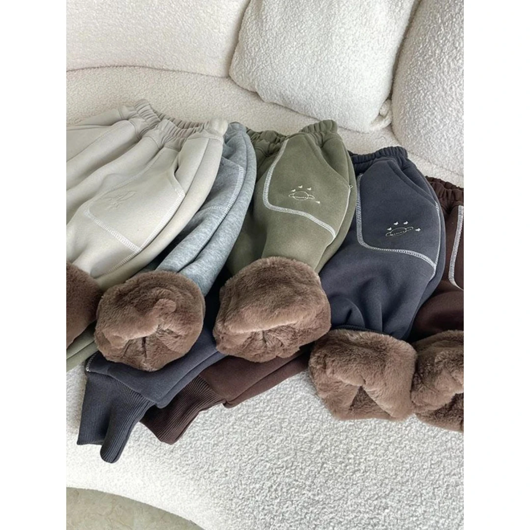 冬季韩版儿.童加绒加厚百搭洋气裤子男女.童休闲简约保暖舒适卫裤