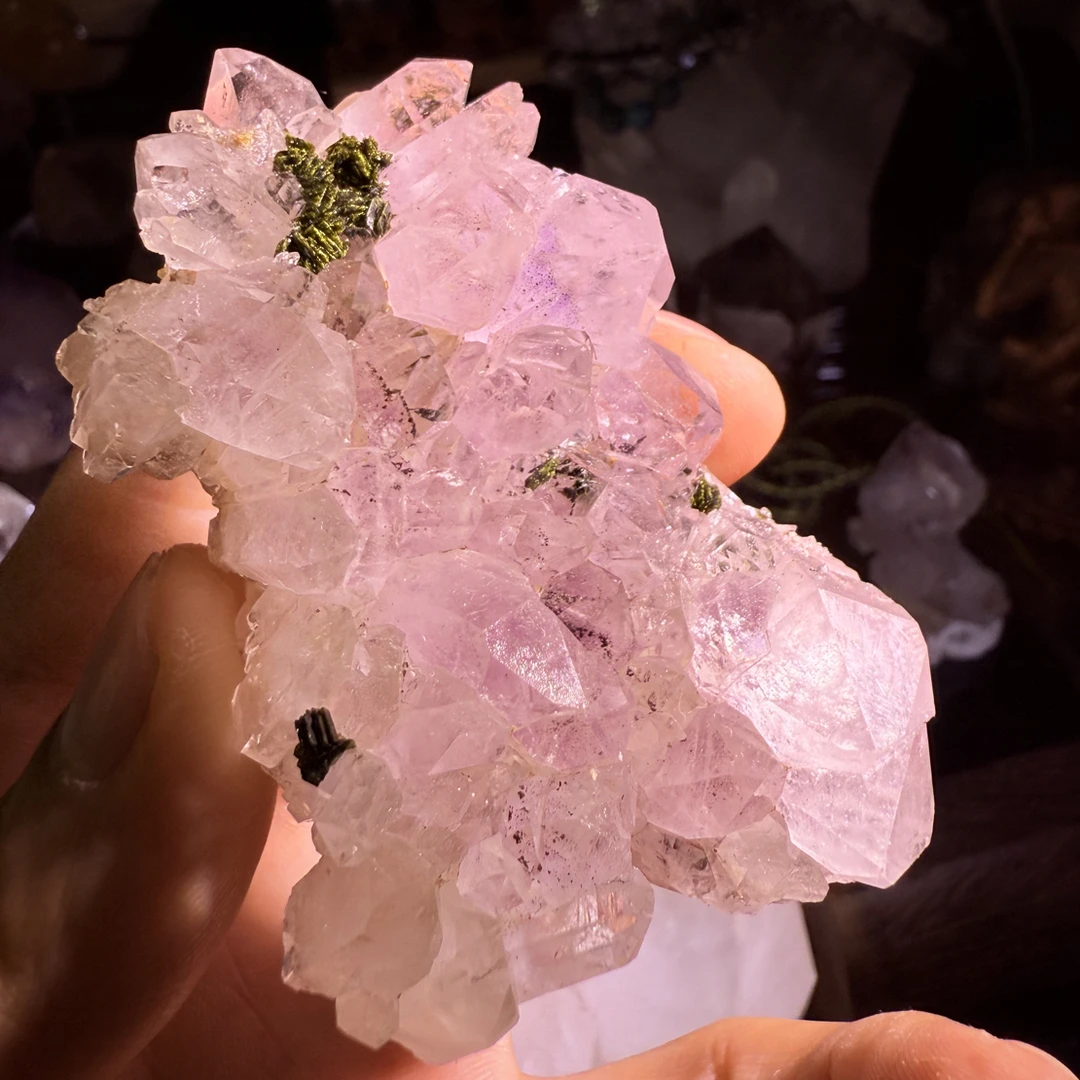 四川花園水晶創意擺件 桌面造景奇趣  绿帘石共生 美菇花園水晶