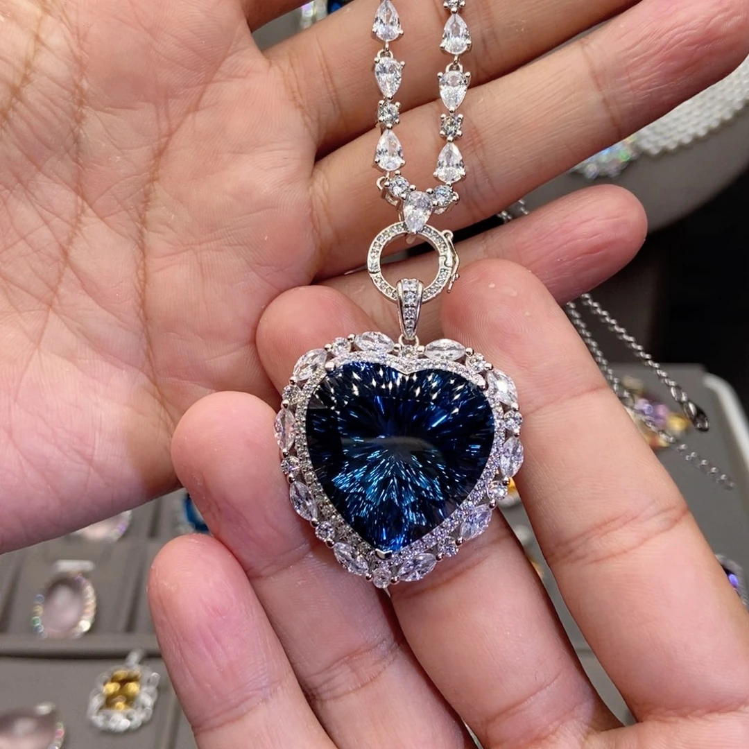 托帕石颈饰银S925镶嵌开***贝