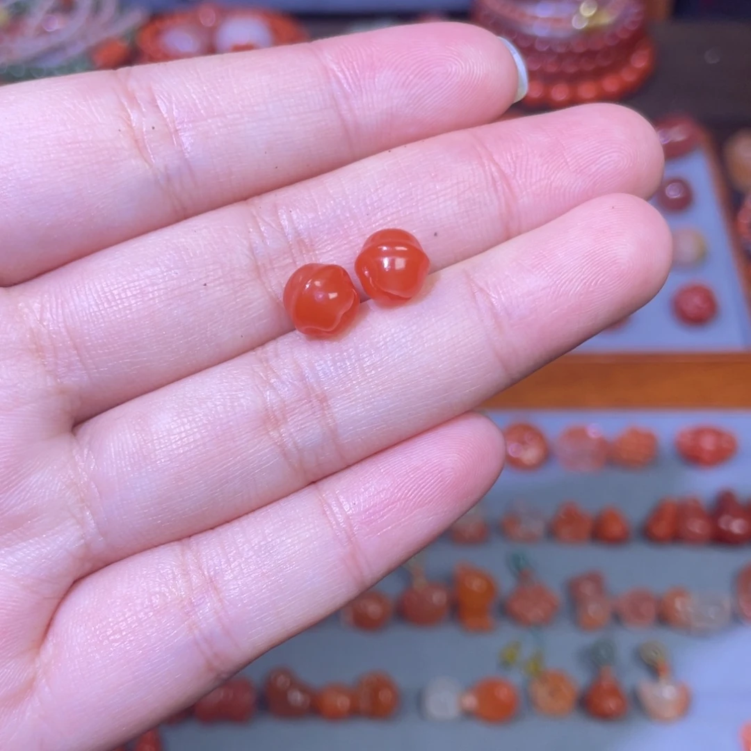 南红玛瑙未镶嵌铃铛一对卡8