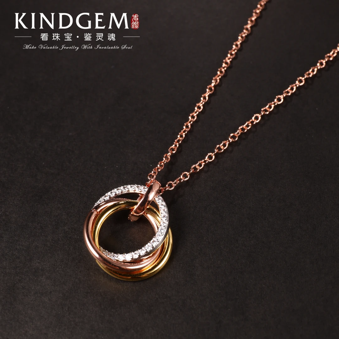 KindGem   经典气质环环相扣项链坠链（54cm）C-29713
