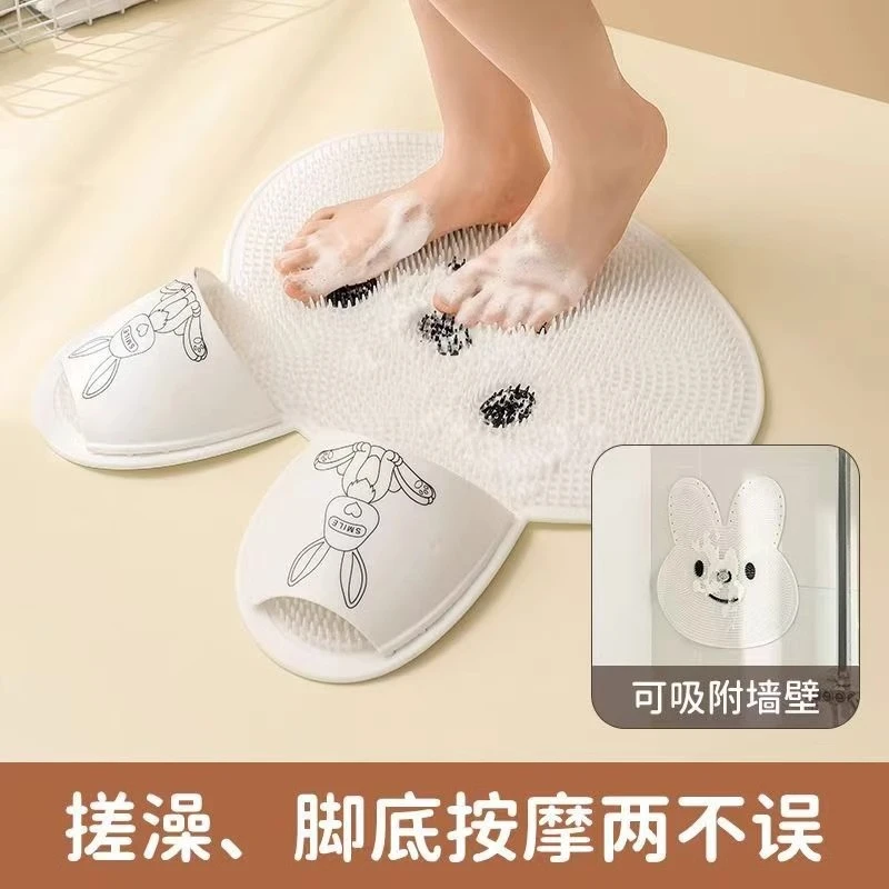 2025洗脚搓脚神器卫生间浴室懒人刷足底硅胶防滑垫子淋浴房地垫