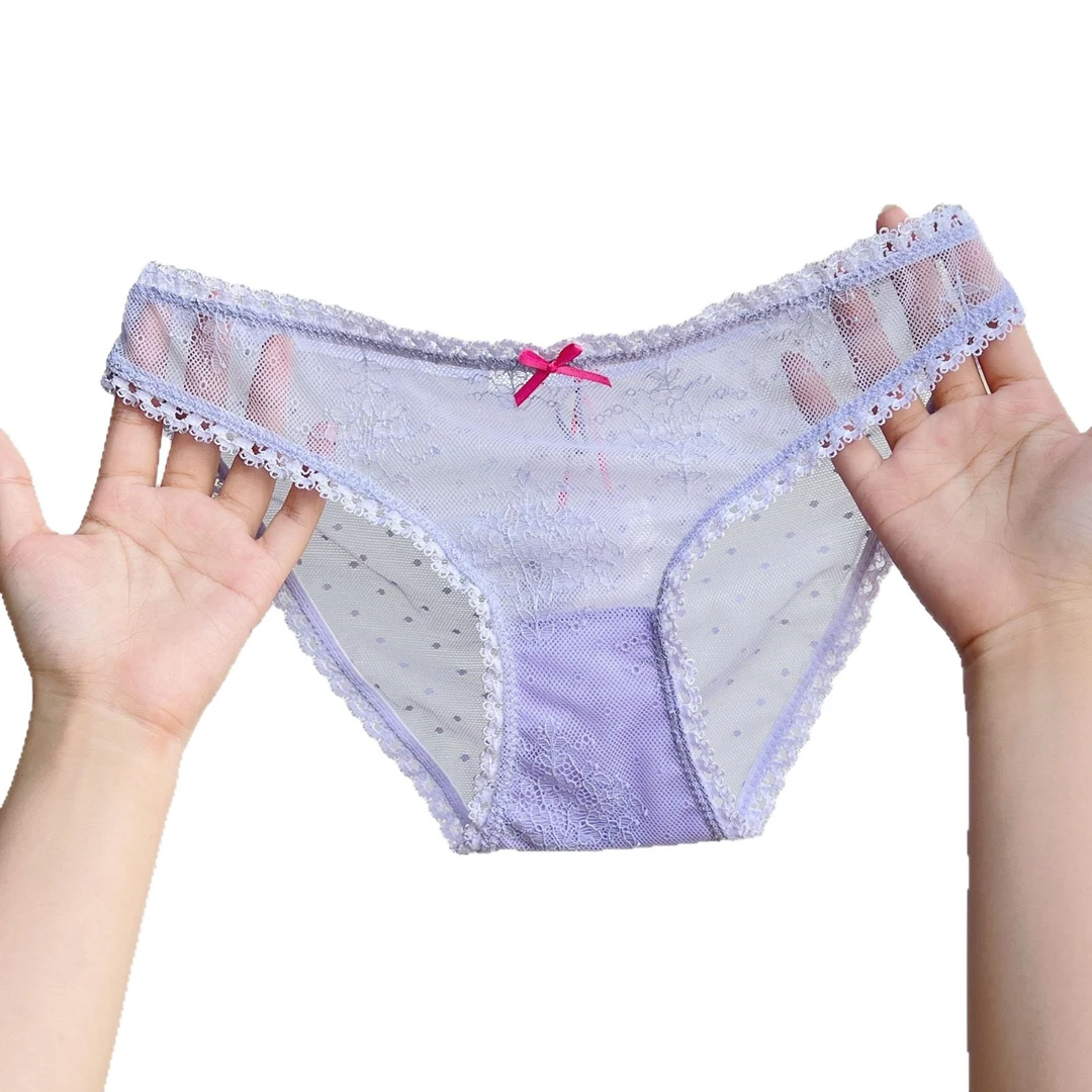 圣诞主题带毛球内裤 日系少女内裤包臀舒适网纱内裤女