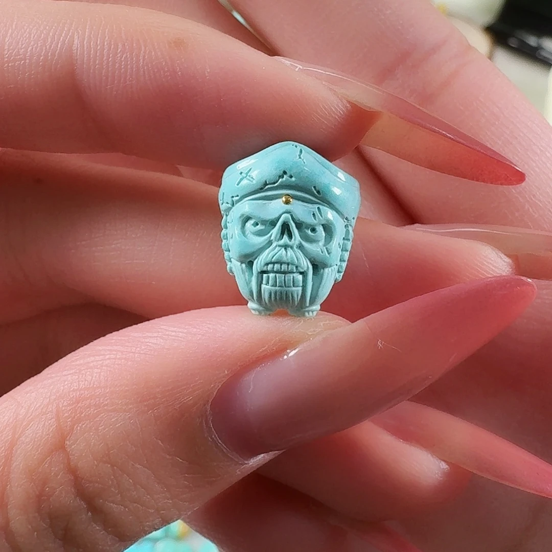 绿松石未镶嵌吊坠(不含链)海盗骷髅