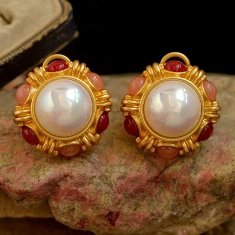 铜合金树脂耳饰 铜合金8102复古宫廷风耳饰