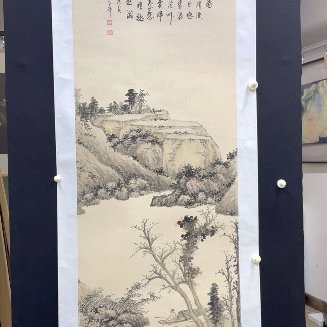 国画手绘国画，仿古山水，明老师