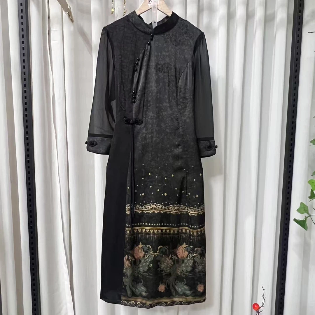 K233-K舒适时尚遮屁百搭休闲气质旗袍优雅大方显瘦连衣裙