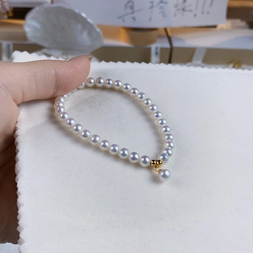 淡水珍珠手绳18K金镶嵌