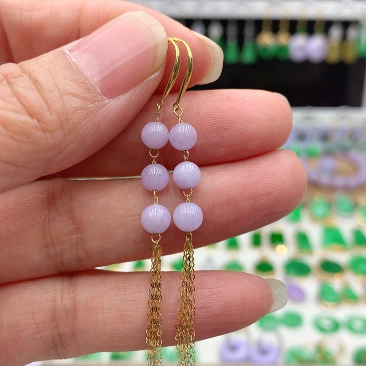 翡翠18K金镶嵌耳饰