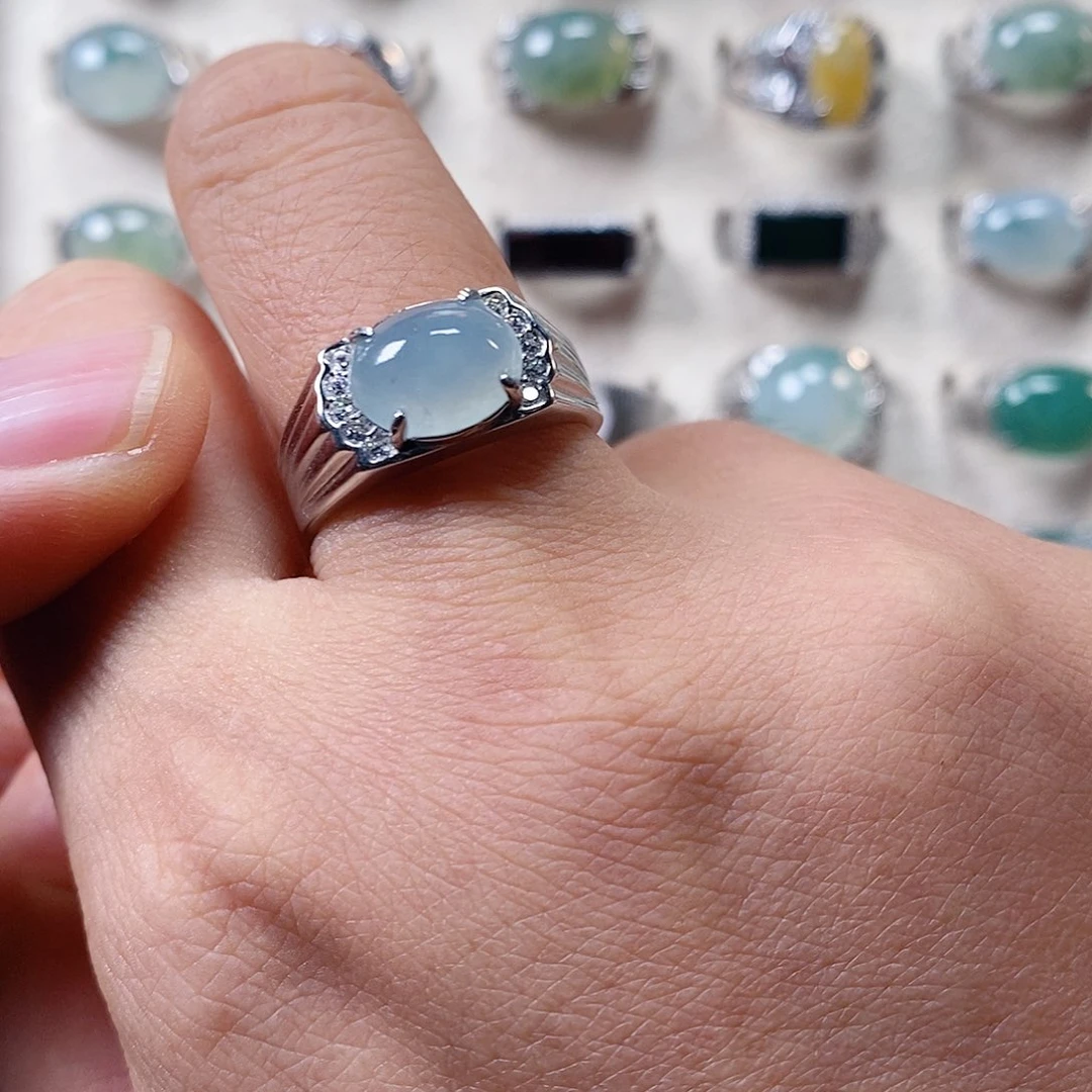 翡翠银S925镶嵌戒指