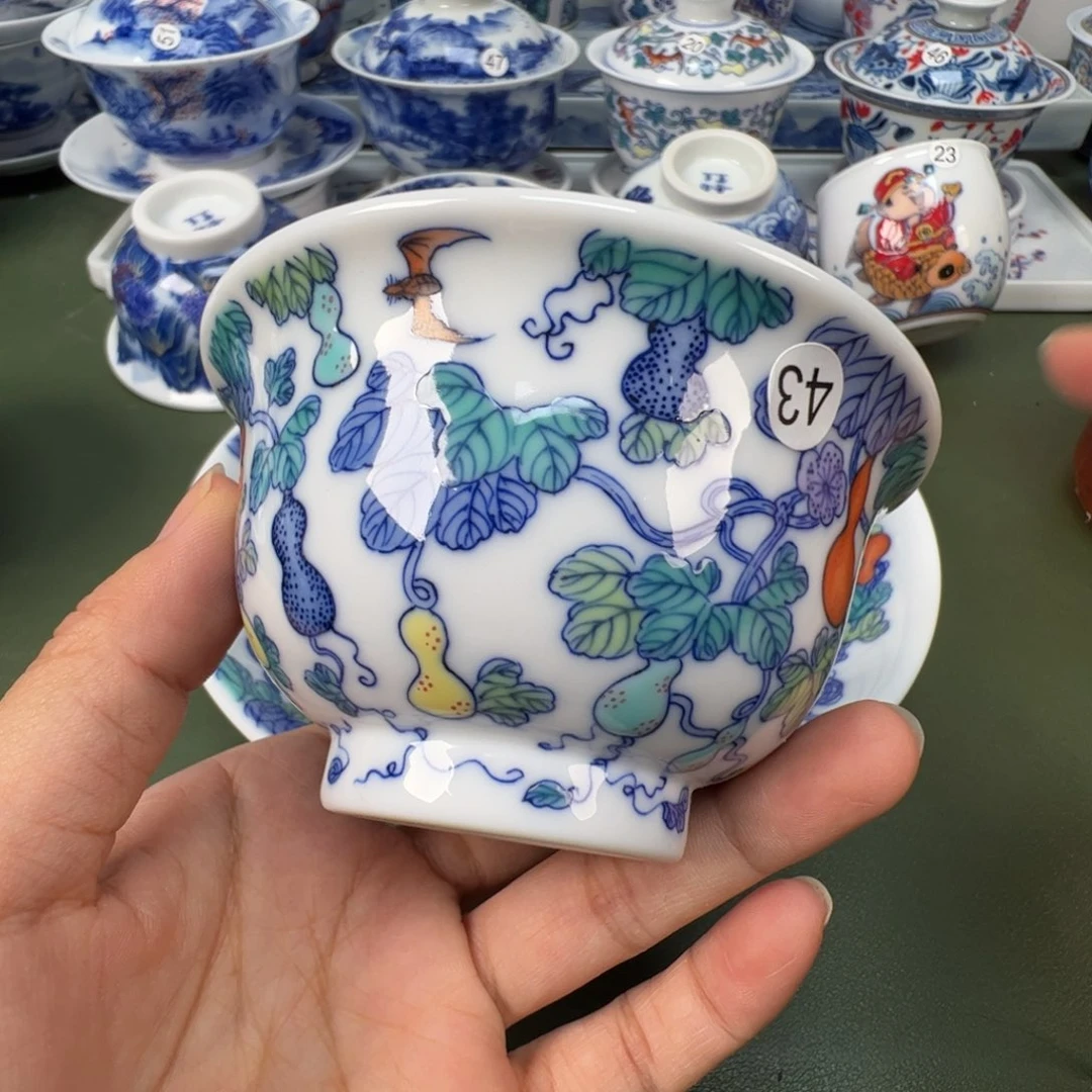 陶瓷景德镇纯手工纯手绘茶具木木43