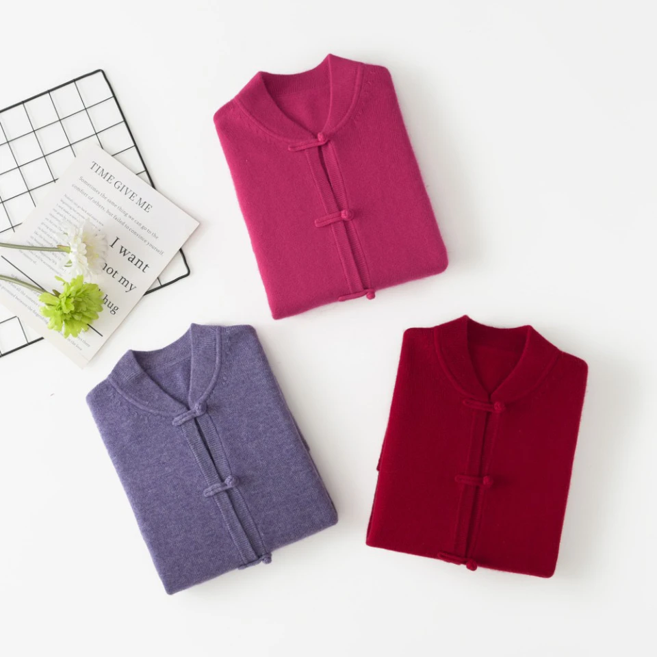 开衫款加厚立领衫中式女士中国风绒衫冬季春秋保暖秋冬