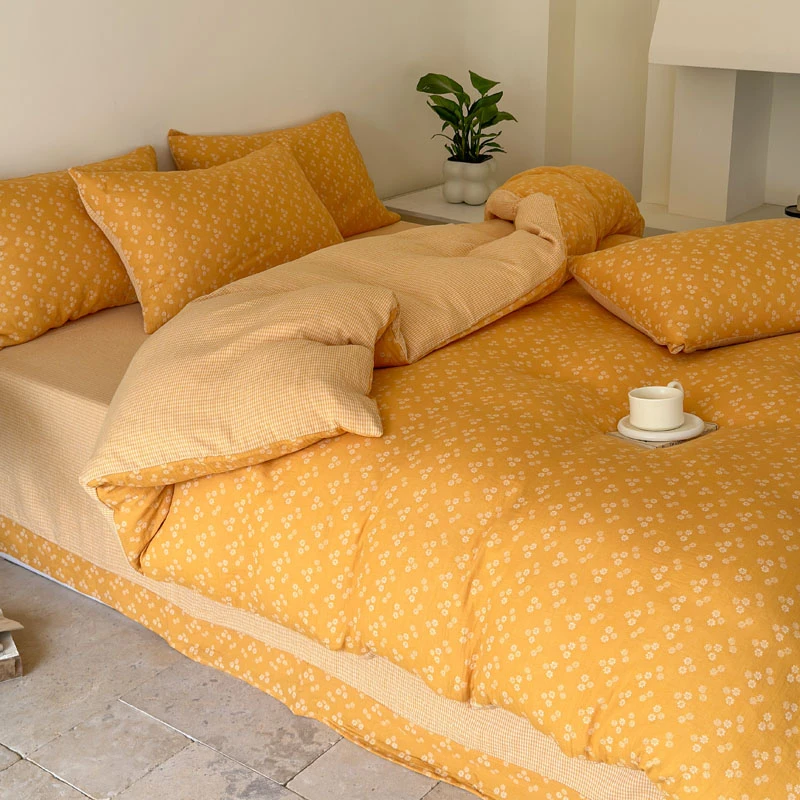 母婴级a类日光漫纯棉四件套2025年新款清新100全棉加厚