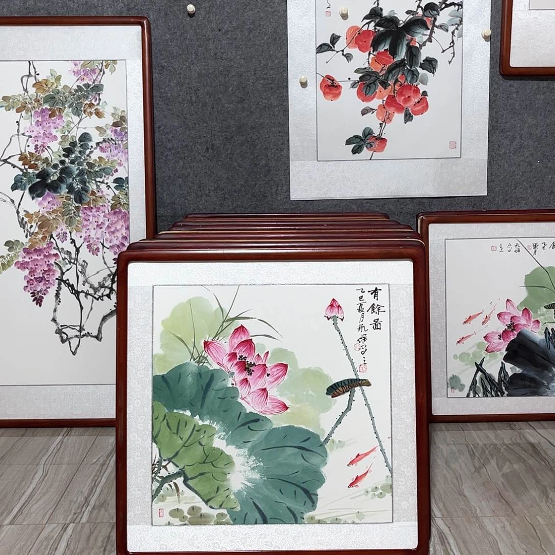 国画书画作品带框63×63