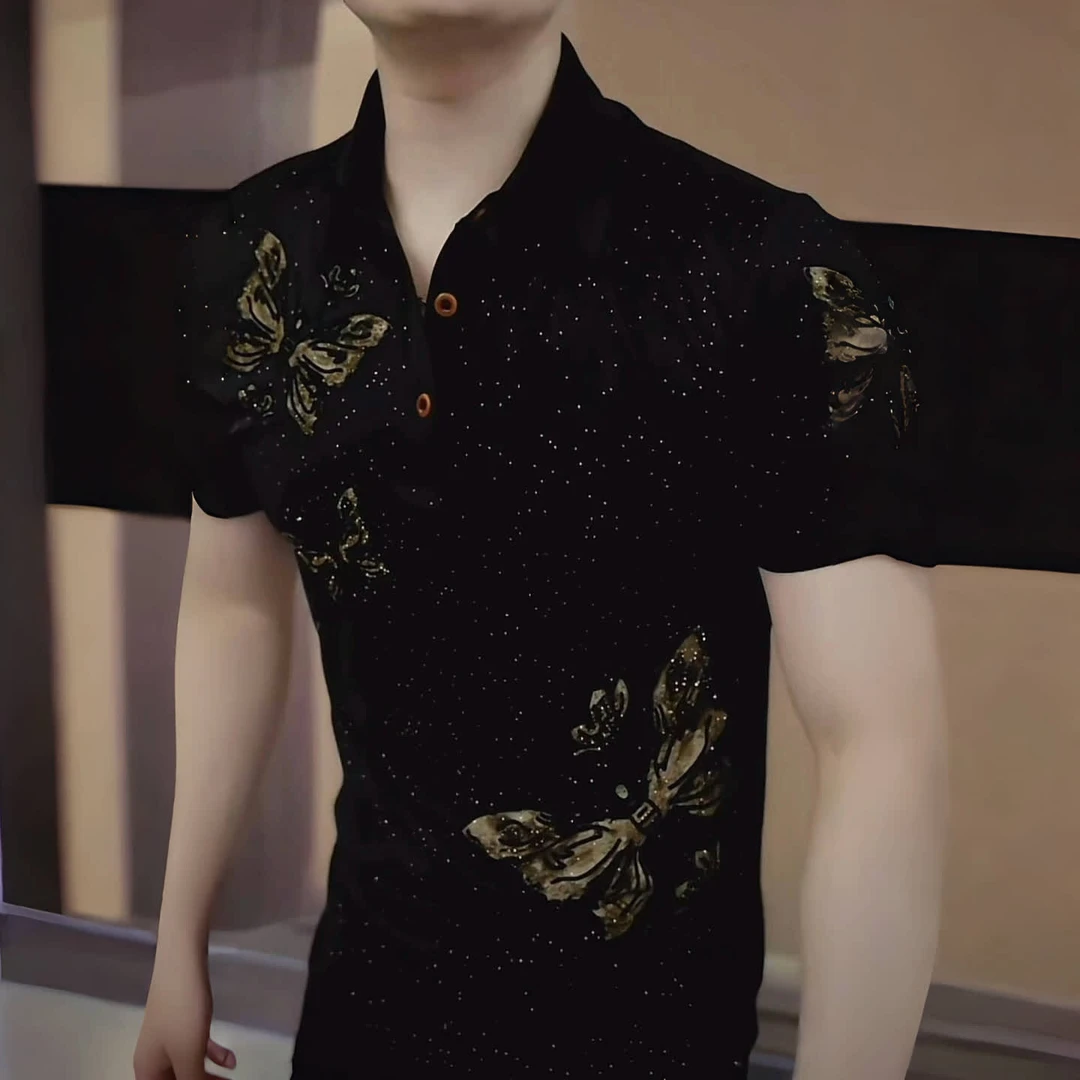 2025夏星蝶梦男士Polo衫轻奢时尚百搭商务帅气男士翻领